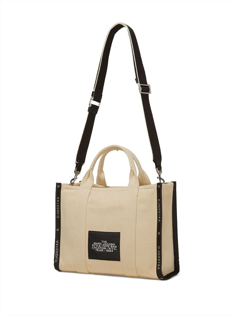 Marc Jacobs Borsa a Mano 'The Medium Tote' con Logo Ricamato a Contrasto in Misto Cotone