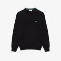 Maglione Lacoste monocromatico in cotone con scollo a V