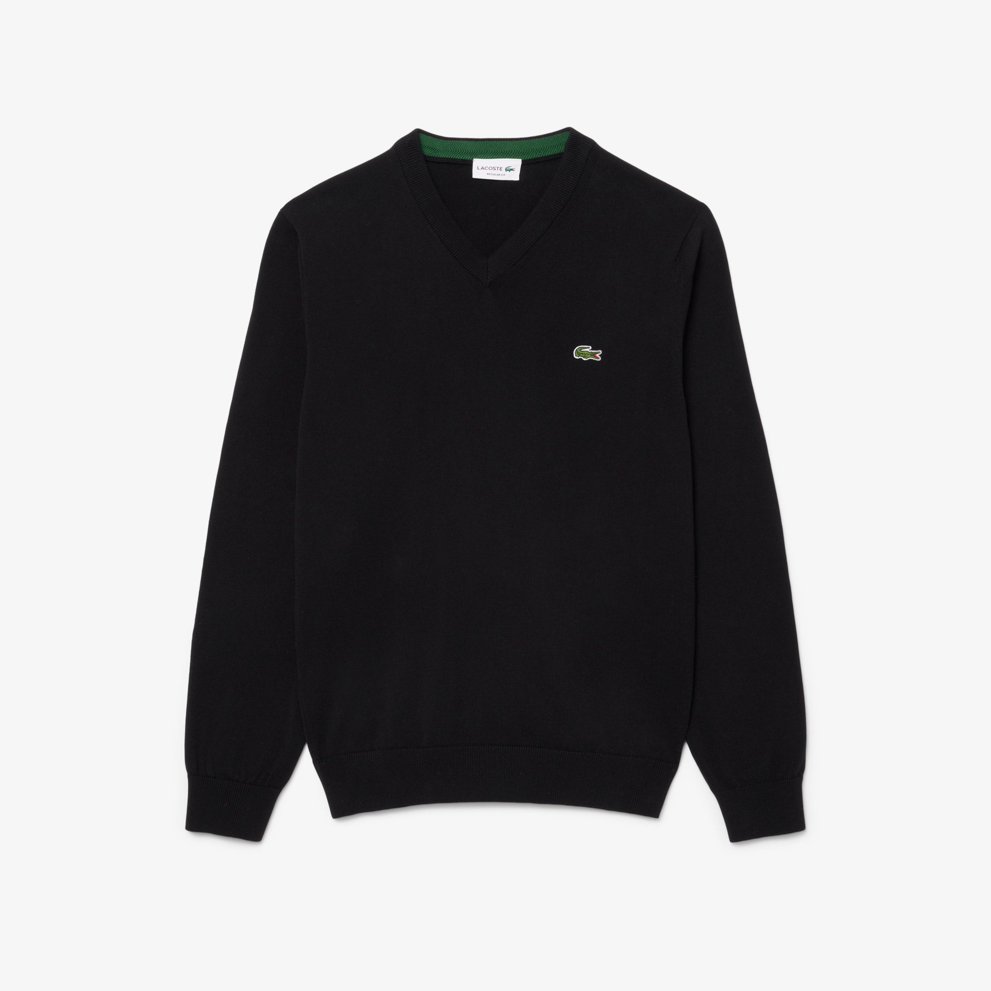 Maglione Lacoste monocromatico in cotone con scollo a V