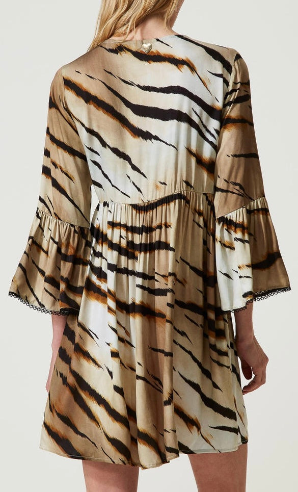 Abito corto in twill animalier Twinset