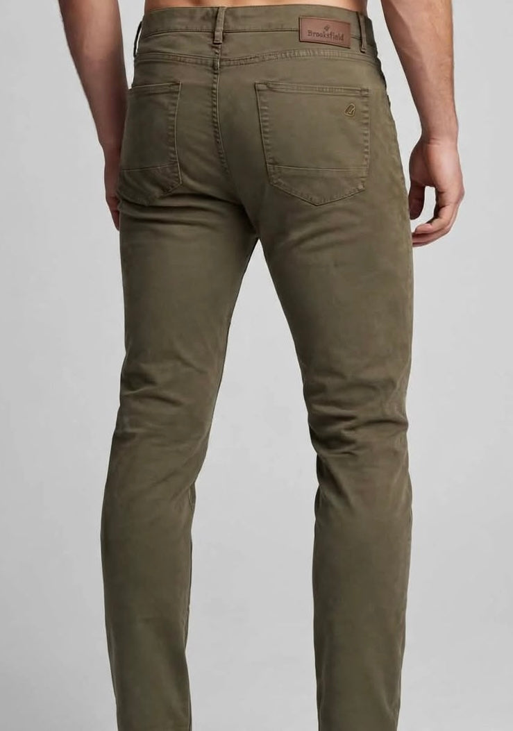 Brooksfield Pantalone Uomo 5 Tasche Stretch Gabardine Garment Dyed - Mod. 205D.C004 - Camoscio V0039