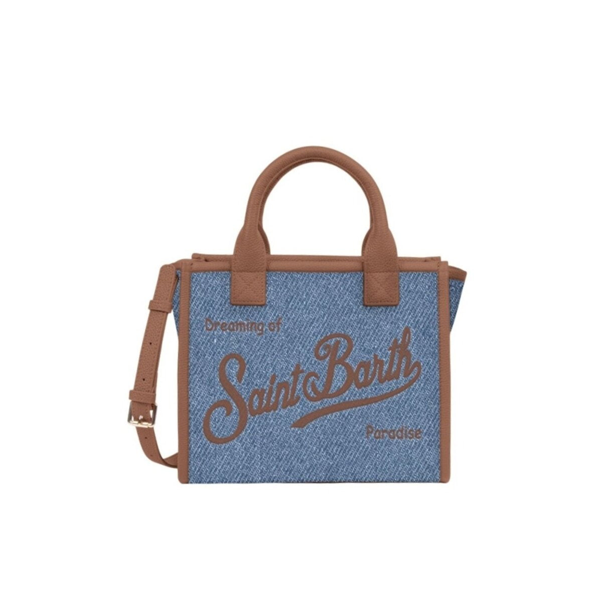 Borsa vanity midi in denim e pelle Saint Barth