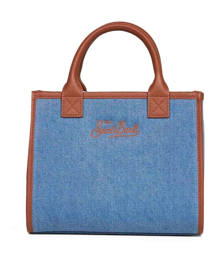 Borsa vanity midi in denim e pelle Saint Barth