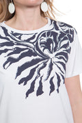 T-shirt Sole cotone bianco stampa blu Pennyblack