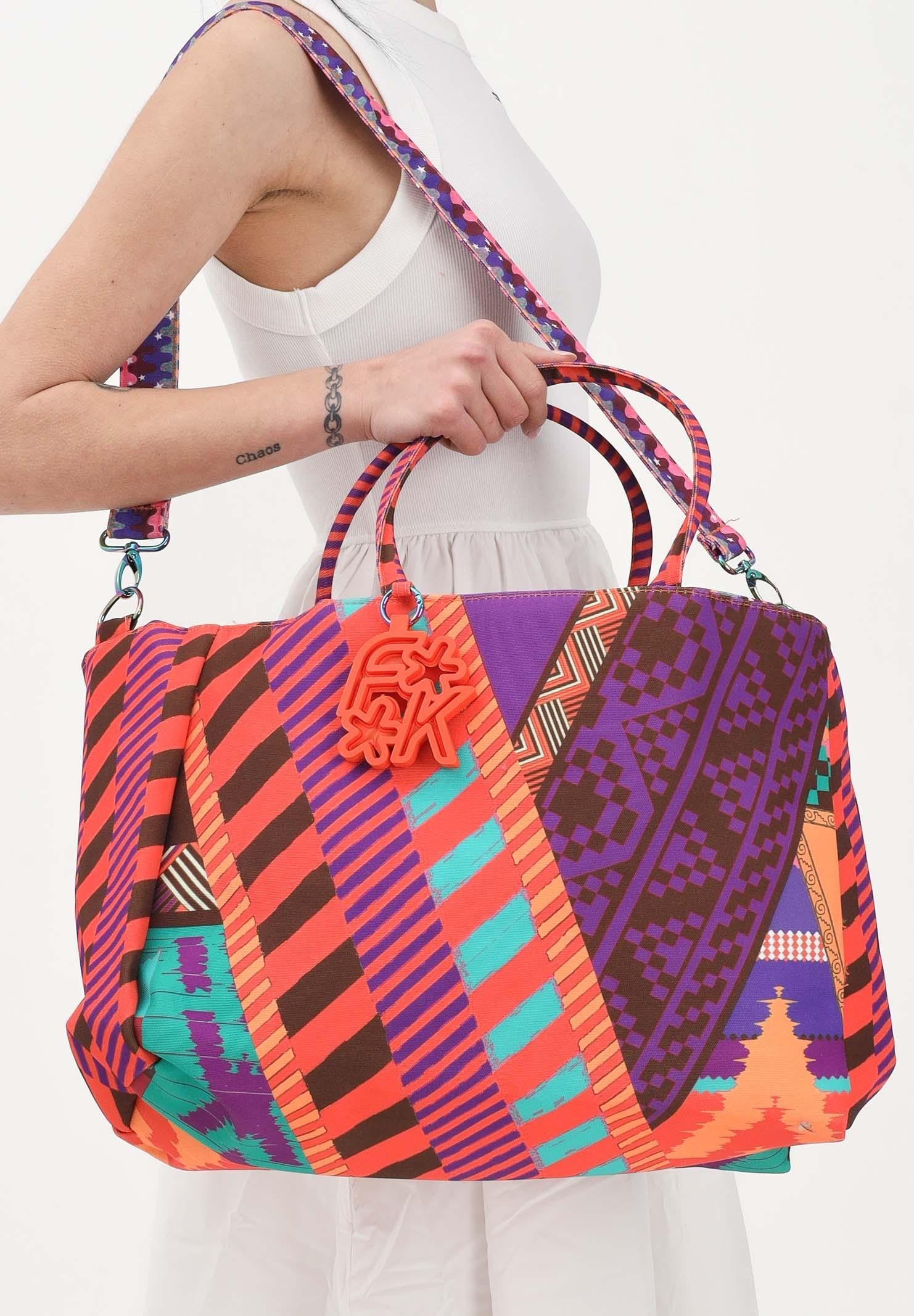F**K Borsa mare multicolore da donna in tessuto stampato