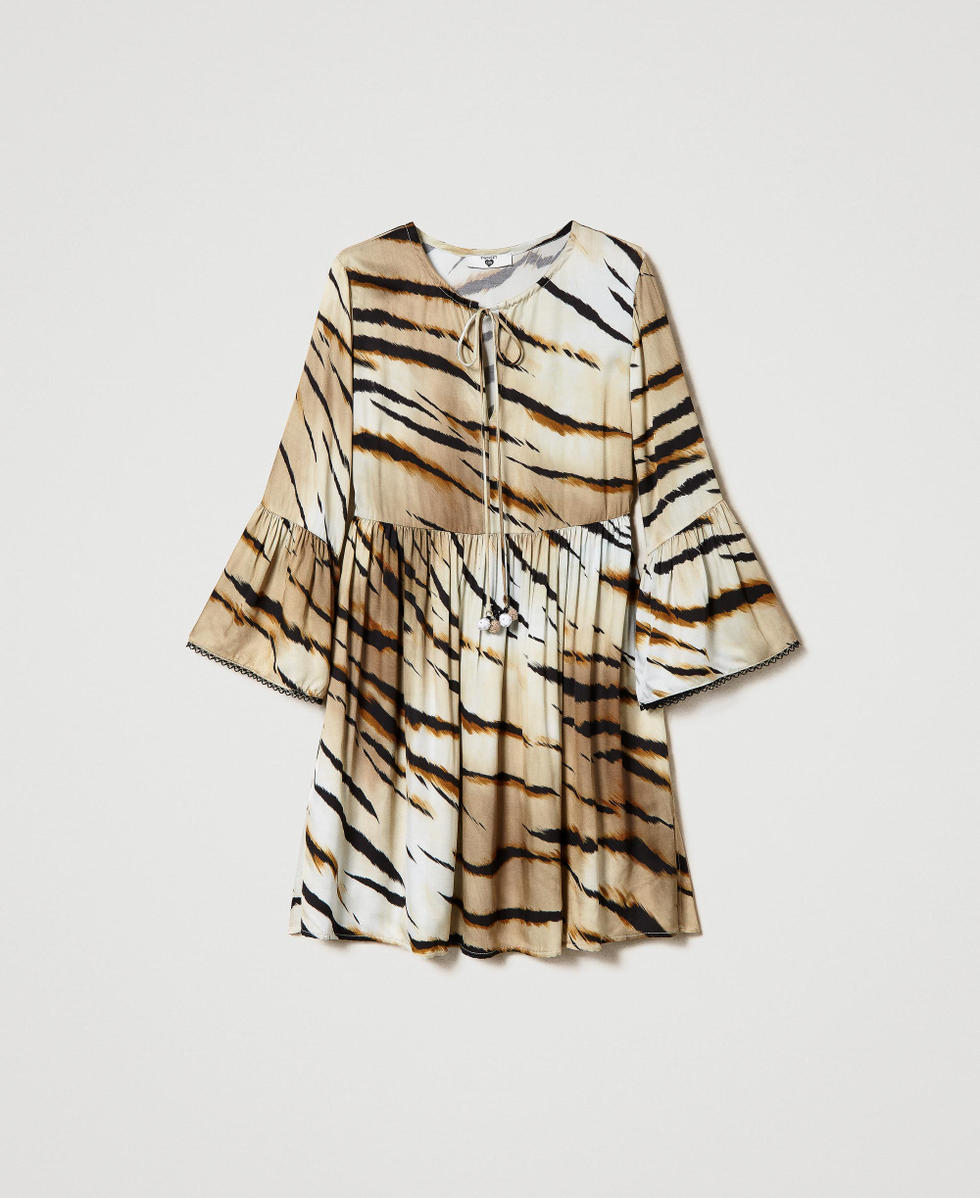 Abito corto in twill animalier Twinset