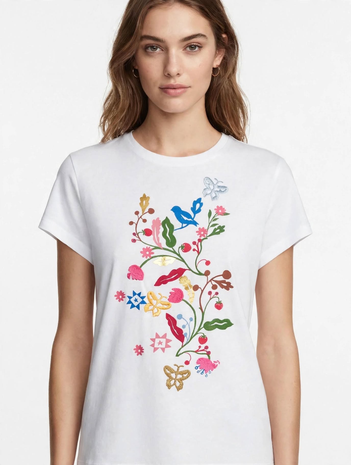 T-shirt iBlues Ricamo Floreale - Bianco