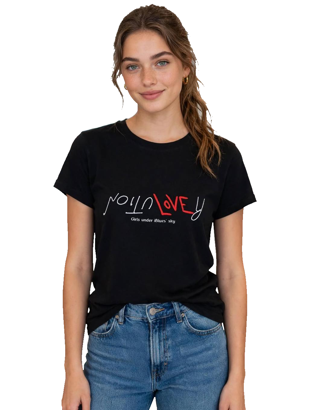 T-shirt donna nera iBlues love
