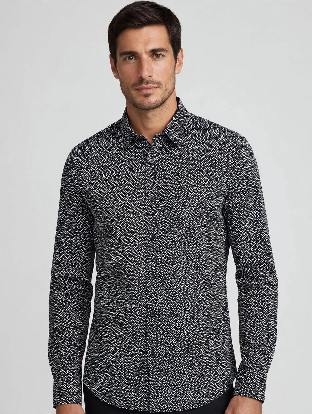 Camicia Uomo Antony Morato Milano - Slim Fit Nera a Micro Fantasia Bianca e nera