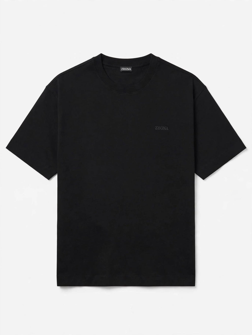 ZEGNA T-Shirt Uomo Nera con Logo Ricamato