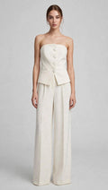 Completo Donna Vicolo - Top Bustier + Pantalone Palazzo Bianco Avorio