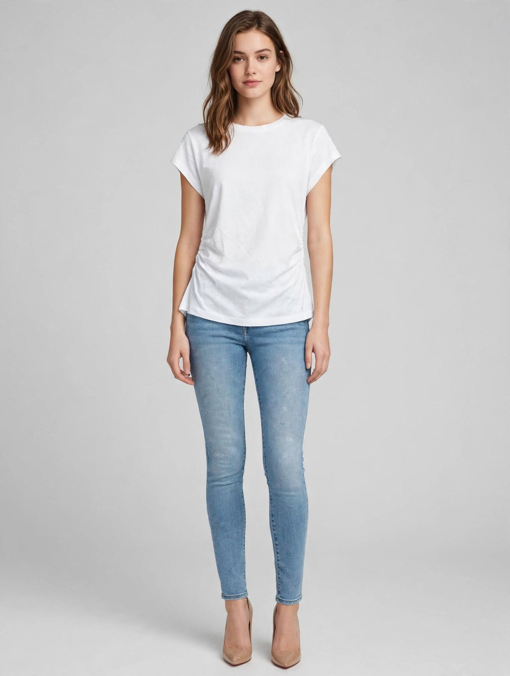 T-Shirt iBlues Donna Bianca in Jersey Cotone con Arricciatura Laterale