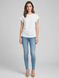 T-Shirt iBlues Donna Bianca in Jersey Cotone con Arricciatura Laterale