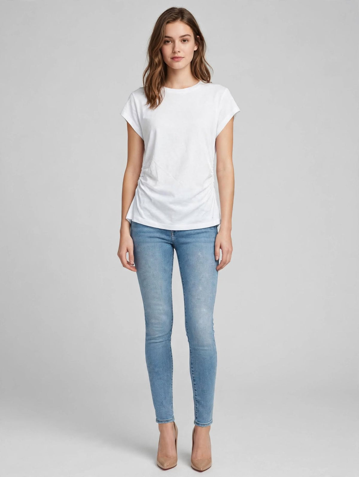 T-Shirt iBlues Donna Bianca in Jersey Cotone con Arricciatura Laterale