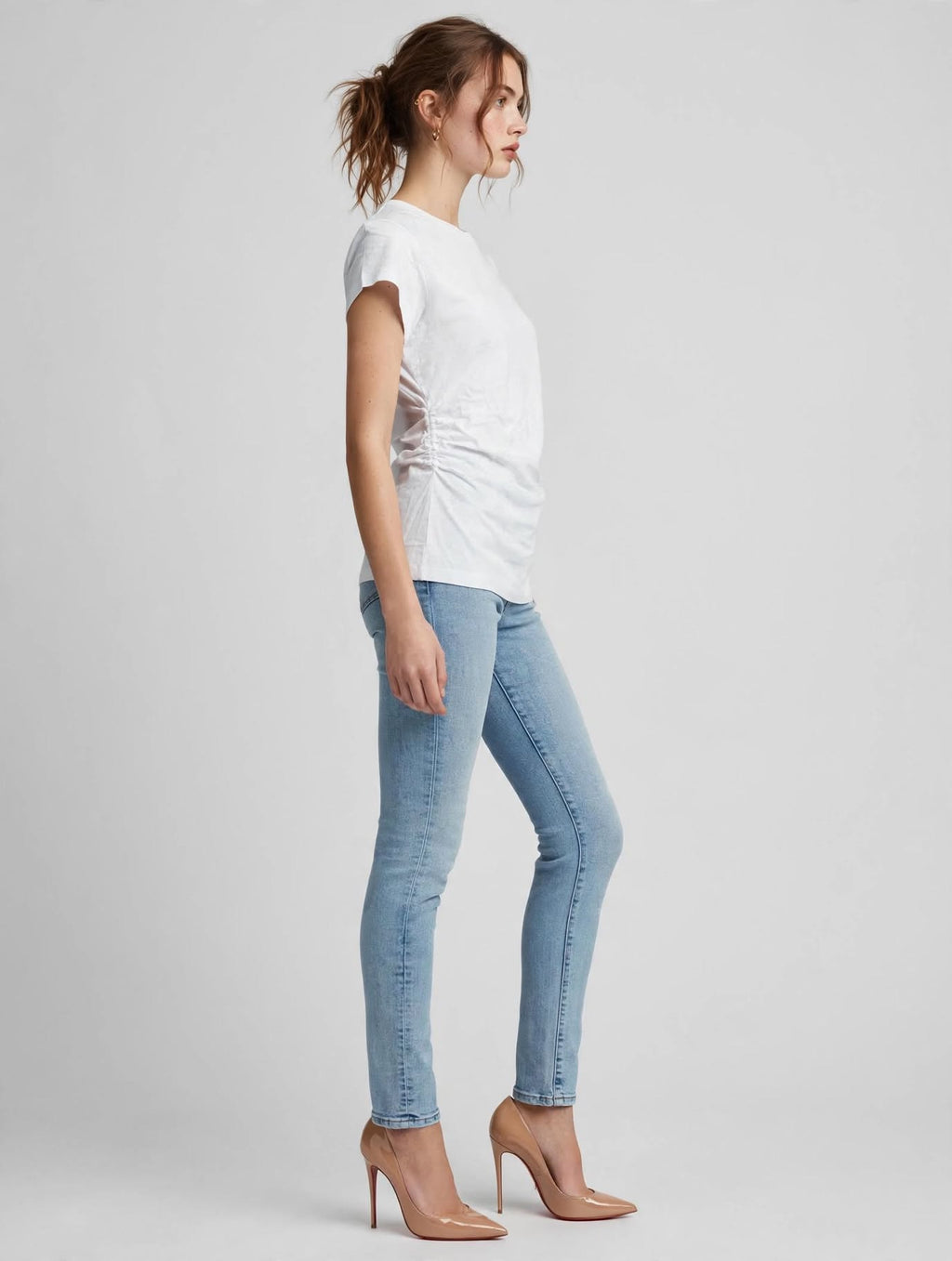 T-Shirt iBlues Donna Bianca in Jersey Cotone con Arricciatura Laterale