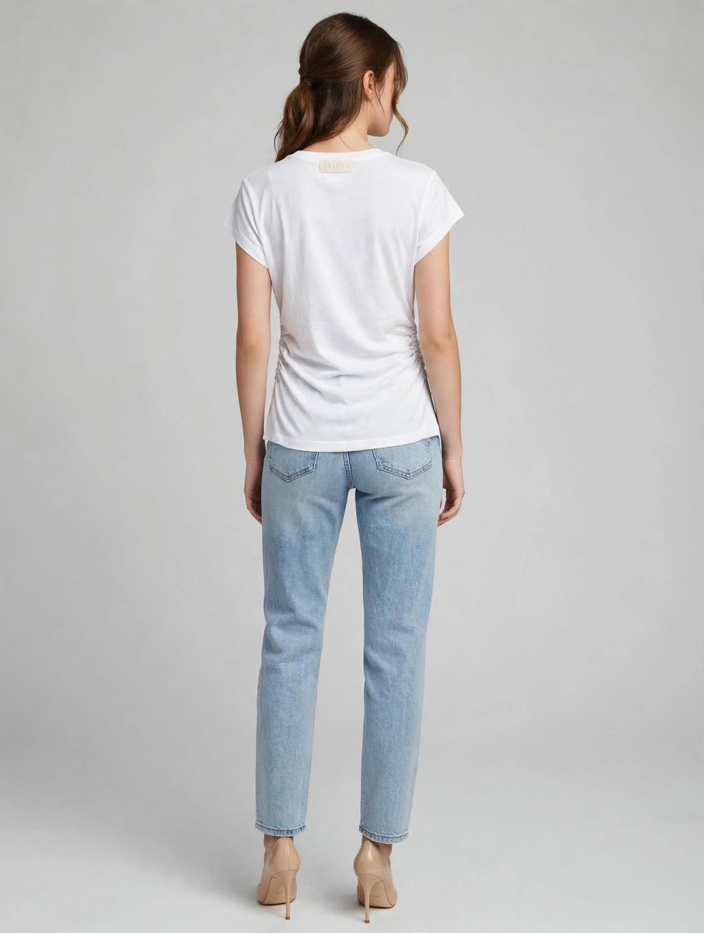 T-Shirt iBlues Donna Bianca in Jersey Cotone con Arricciatura Laterale