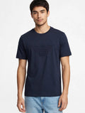 T-Shirt Emporio Armani Uomo Navy Blu con Aquila Embossed GA in Rilievo