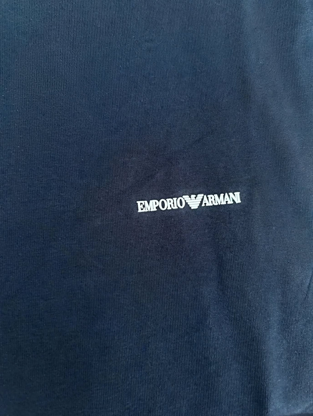 T-Shirt Emporio Armani Uomo Navy Blue 1554 con Mini Logo Bianco