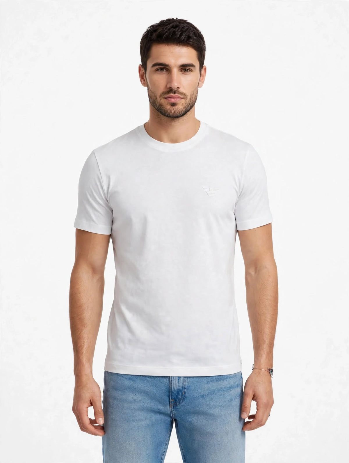 T-Shirt Uomo Emporio Armani Nera - Logo Aquila Piccolo in Rilievo