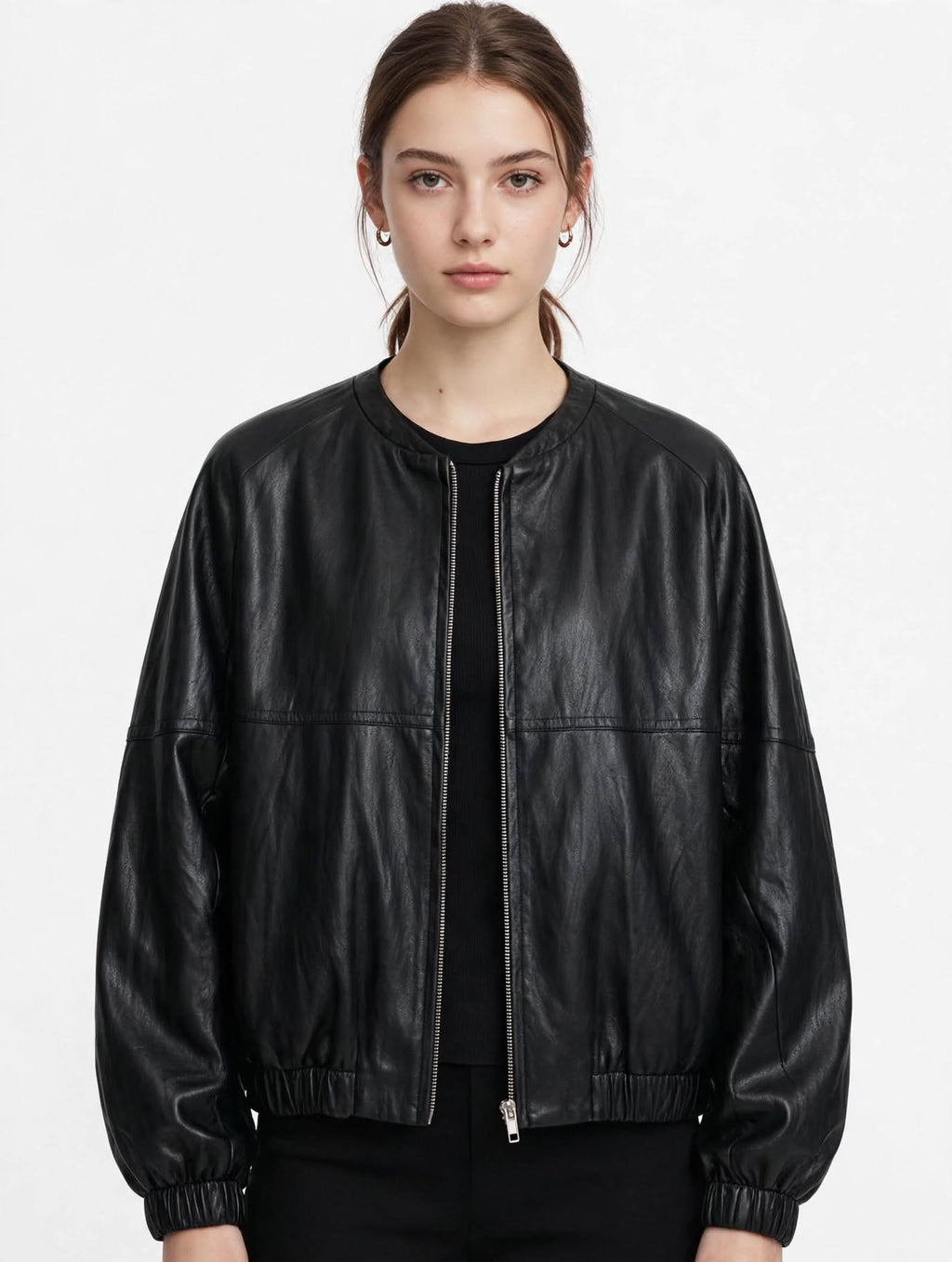 Bomber ELEH Donna Nero Oversize Ecopelle
