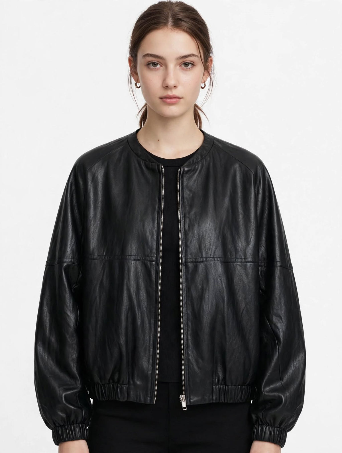 Bomber ELEH Donna Nero Oversize Ecopelle