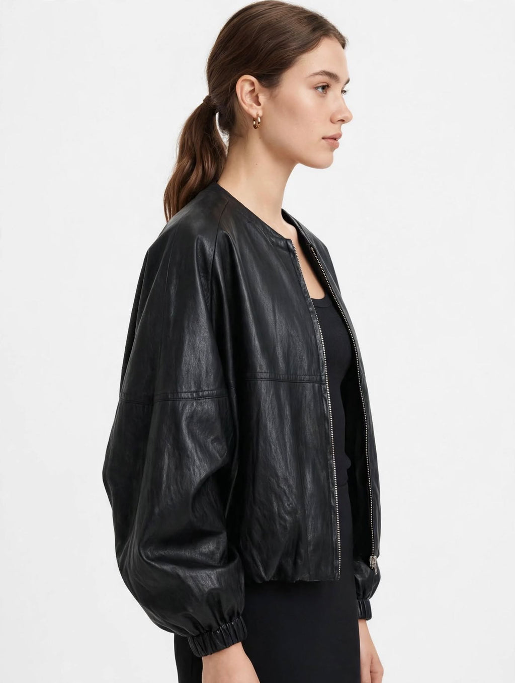 Bomber ELEH Donna Nero Oversize Ecopelle