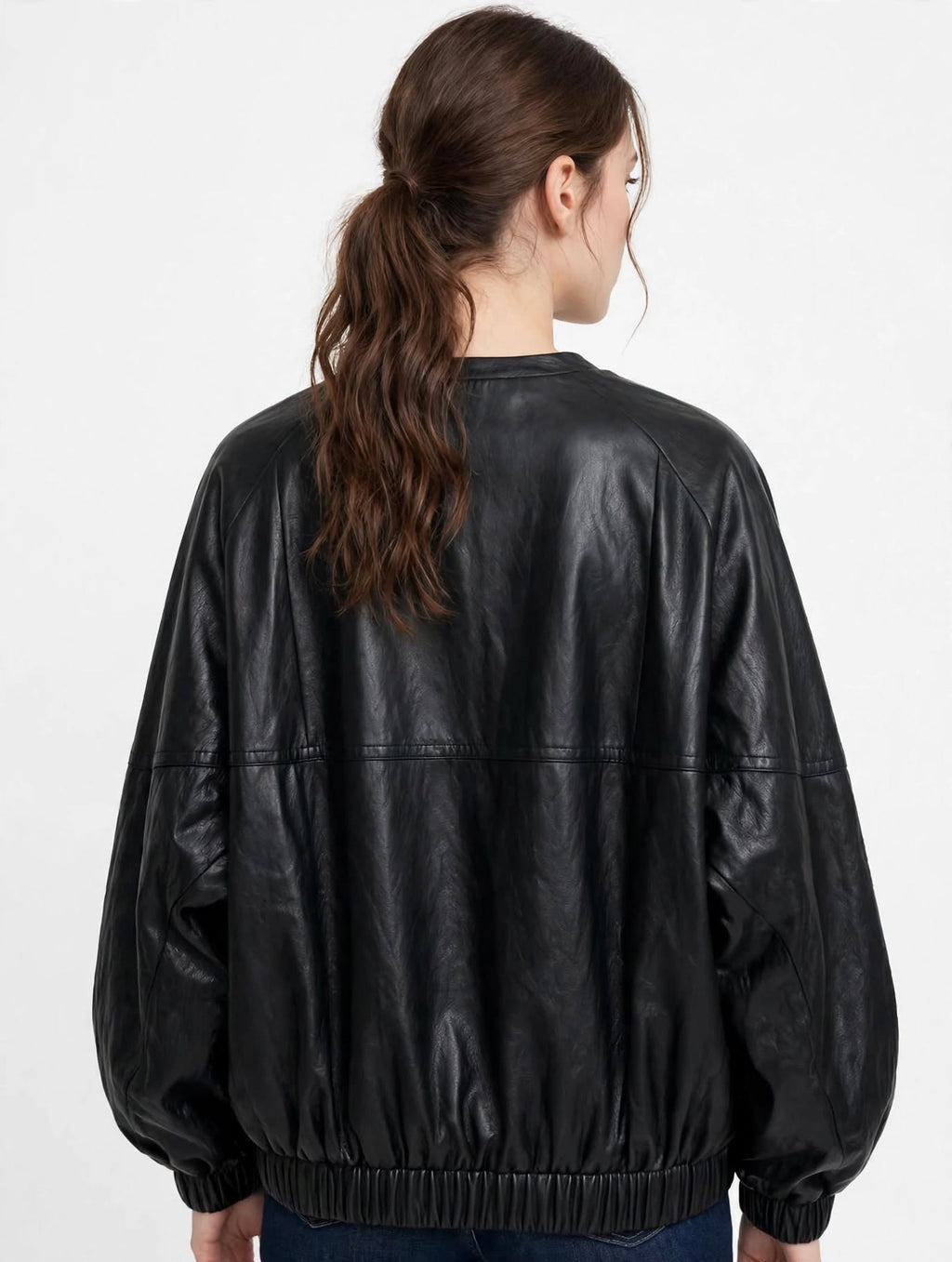 Bomber ELEH Donna Nero Oversize Ecopelle