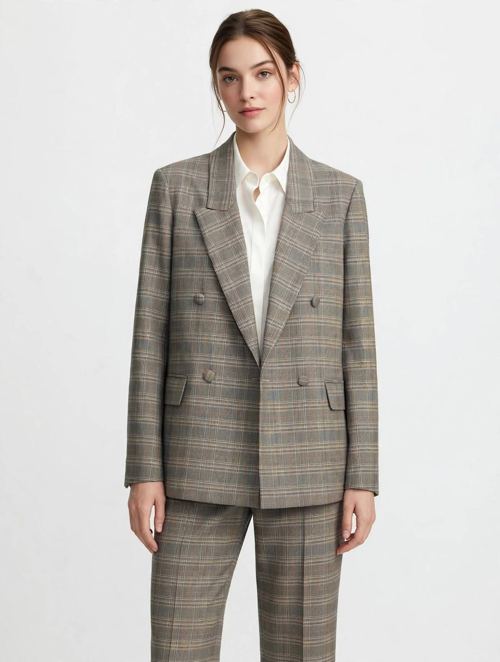 Tailleur Donna VICOLO Twin Set Giacca Doppiopetto + Pantalone - Fantasia Quadri Grigio