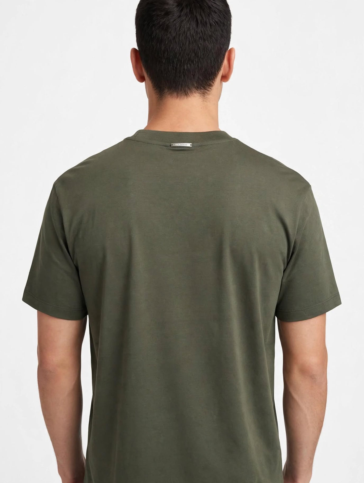T-Shirt GAVROCHE PARIS Verde Caky / Nera - Modello Semplice con Placchetta in Metallo sul Retro - 100% Cotone Mercerizzato