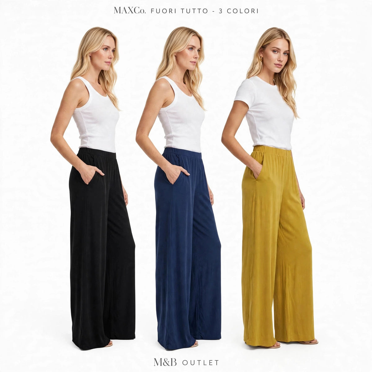 Pantaloni max&co senape e blu e nero