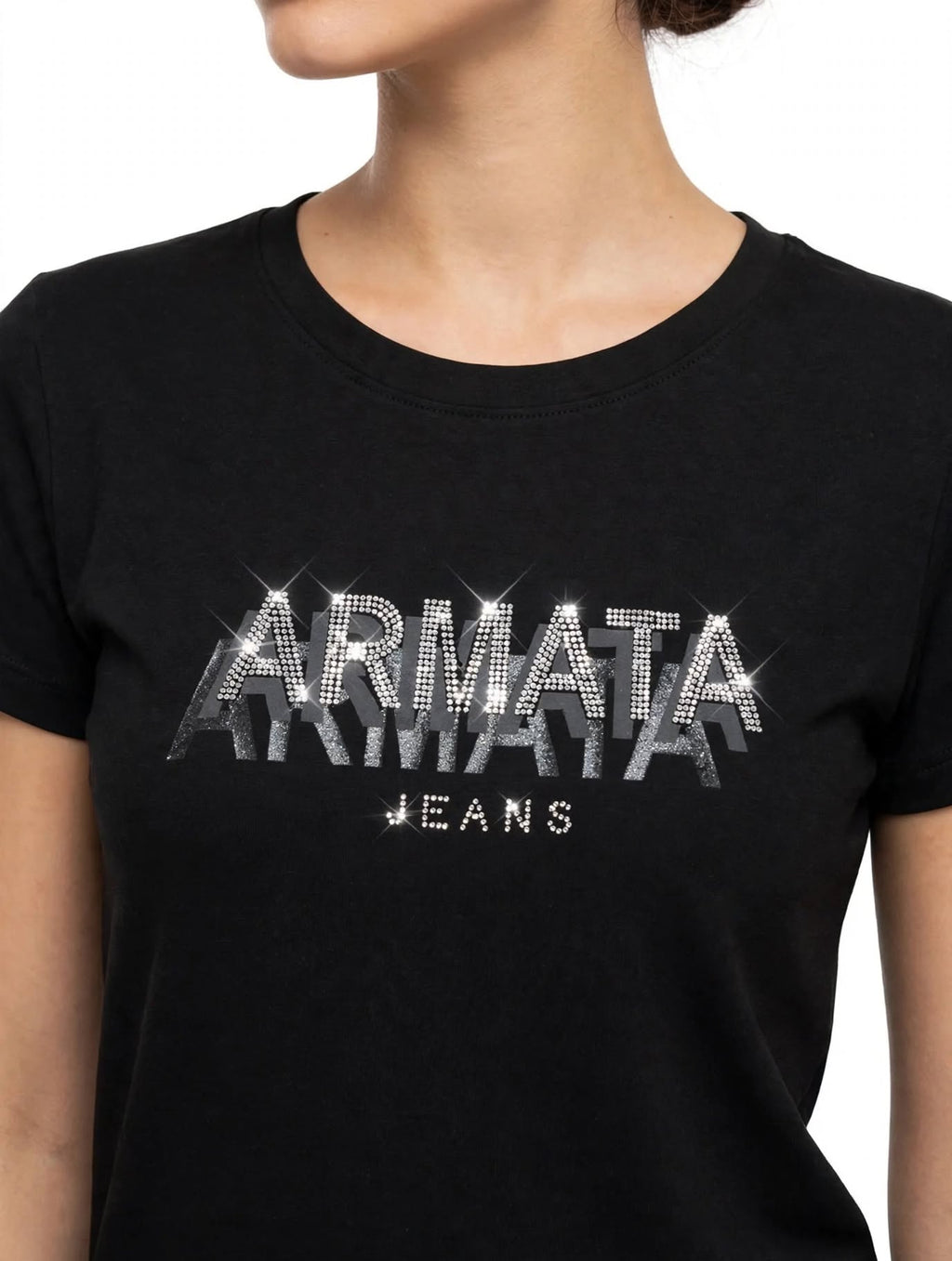 shirt Donna Armata di Mare Jeans Nera Doppio Logo Strass - Art. ARMATA SHADOW