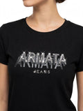 shirt Donna Armata di Mare Jeans Nera Doppio Logo Strass - Art. ARMATA SHADOW