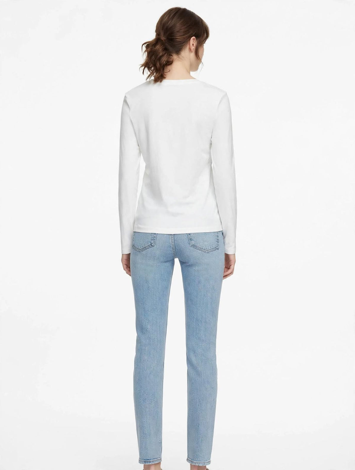Maglia Donna Armata di Mare Jeans Bianca Manica Lunga Cerchio Strass Oro