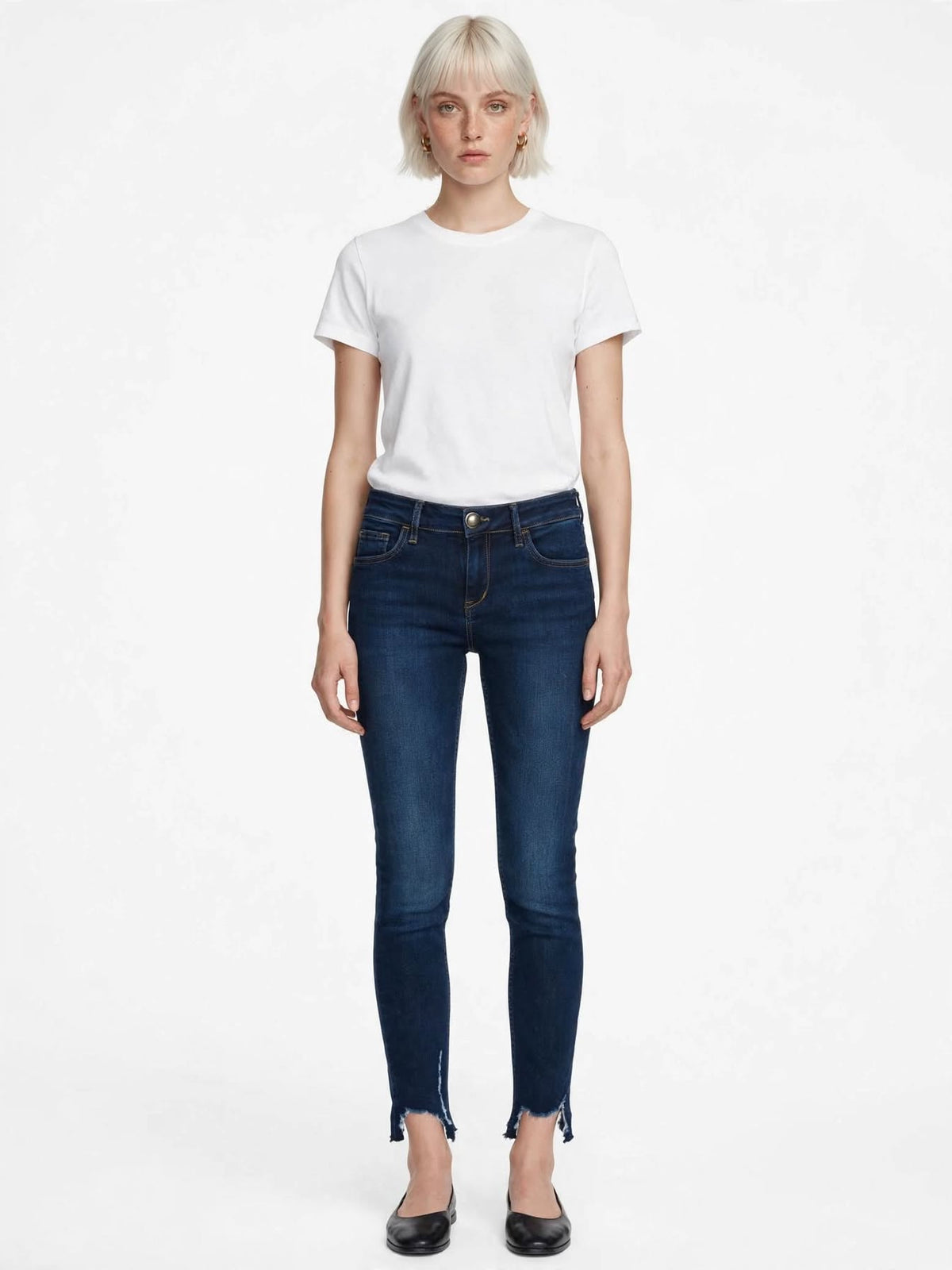 LIU JO - Jeans Skinny Bottom Up Denim blu Wash con Orlo Sfrangiato
