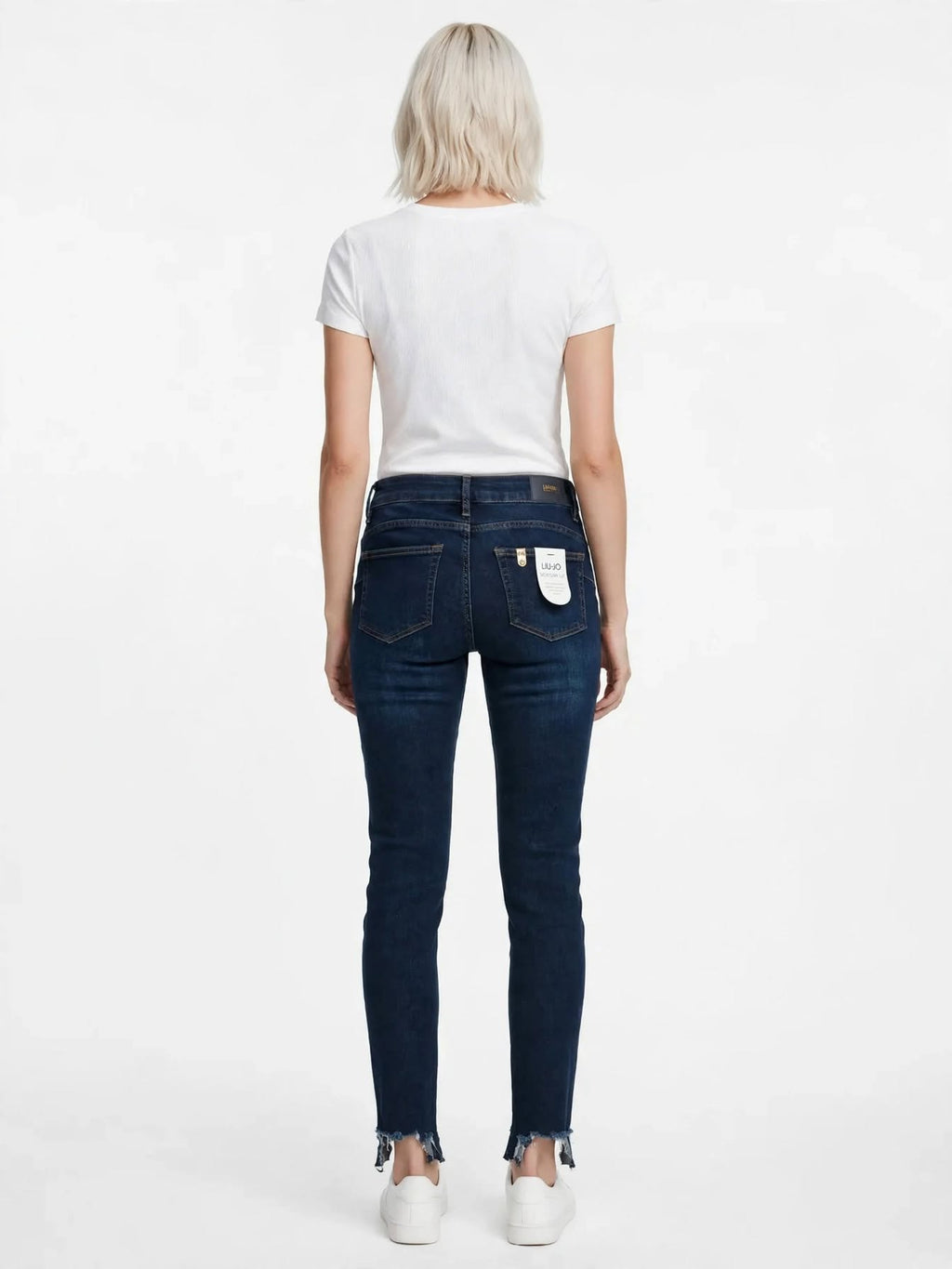 LIU JO - Jeans Skinny Bottom Up Denim blu Wash con Orlo Sfrangiato