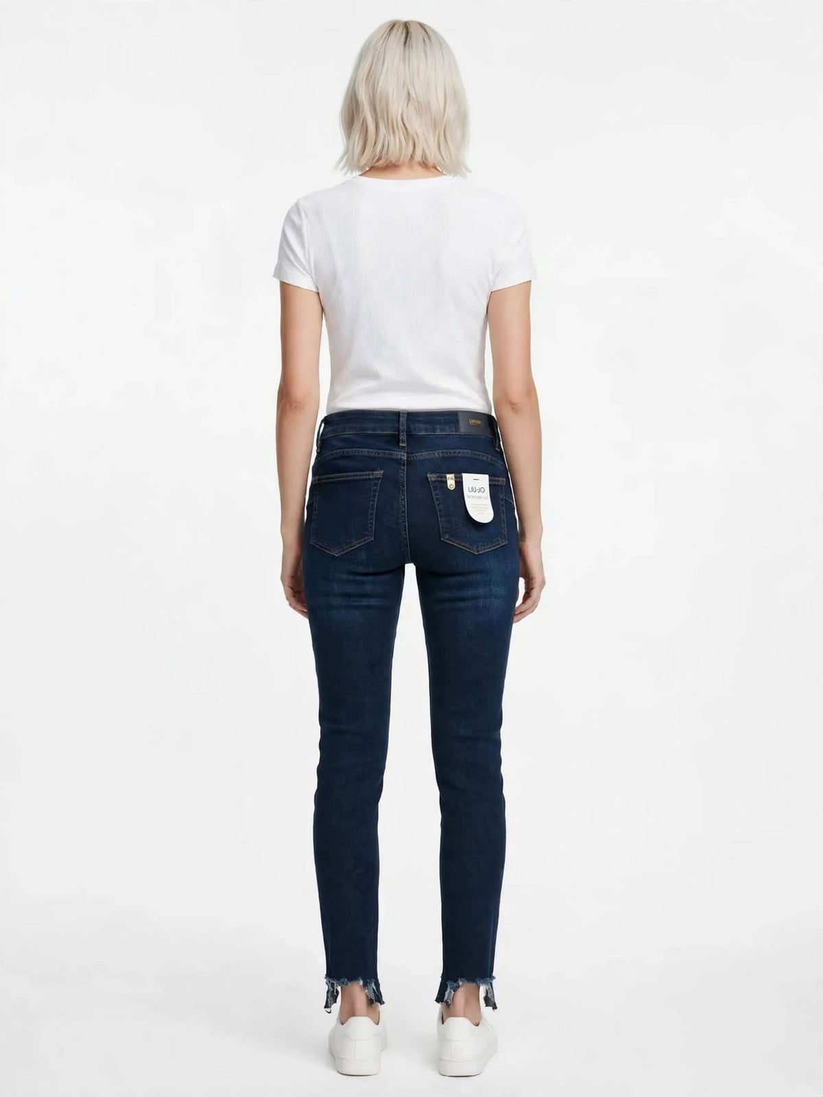 LIU JO - Jeans Skinny Bottom Up Denim blu Wash con Orlo Sfrangiato