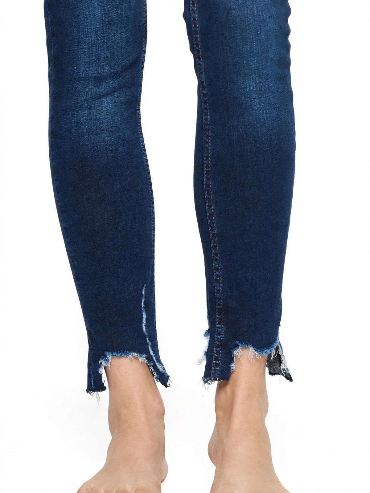 LIU JO - Jeans Skinny Bottom Up Denim blu Wash con Orlo Sfrangiato