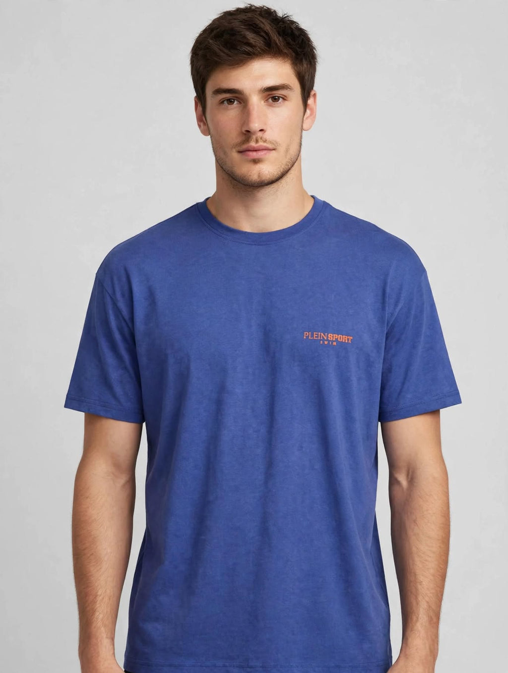 T-Shirt Plein Sport Uomo Blu Royal Logo Arancio - Retro Maxi Tiger