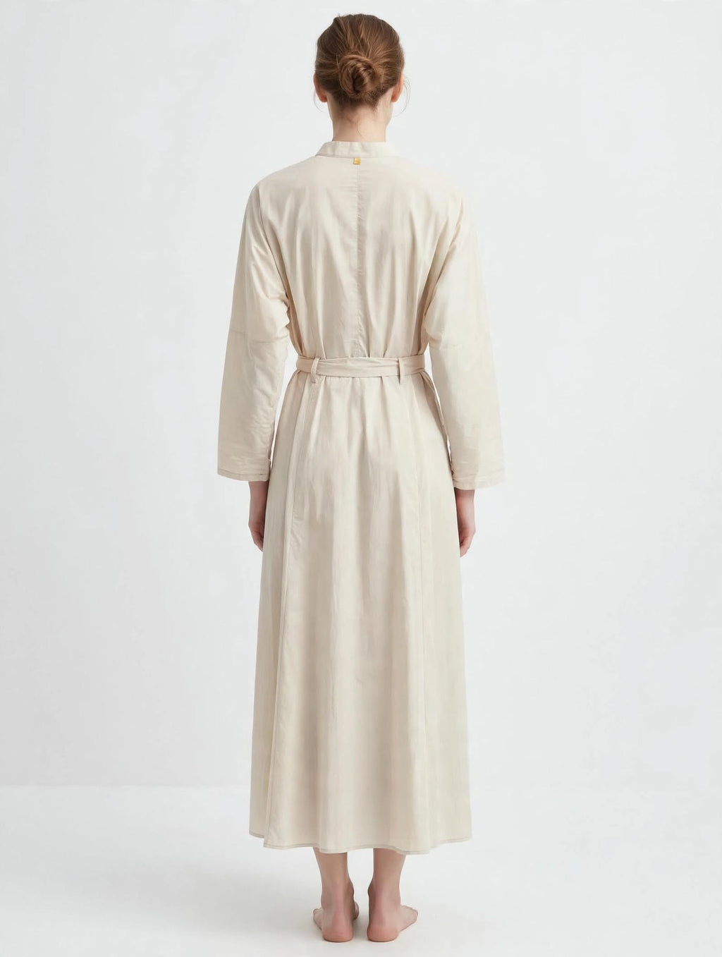 MANILA GRACE - Abito Chemisier Lungo Beige Burro con Cintura e Tasconi - Dress
