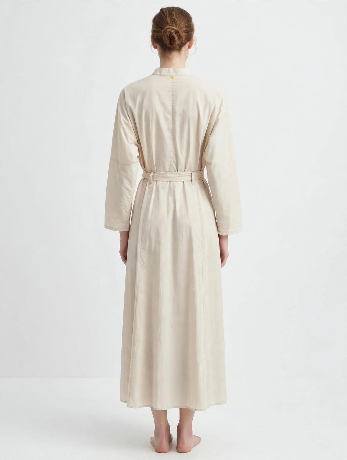 MANILA GRACE - Abito Chemisier Lungo Beige Burro con Cintura e Tasconi - Dress