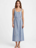 CIVICO - Abito Lungo in Lino Azzurro Chambray