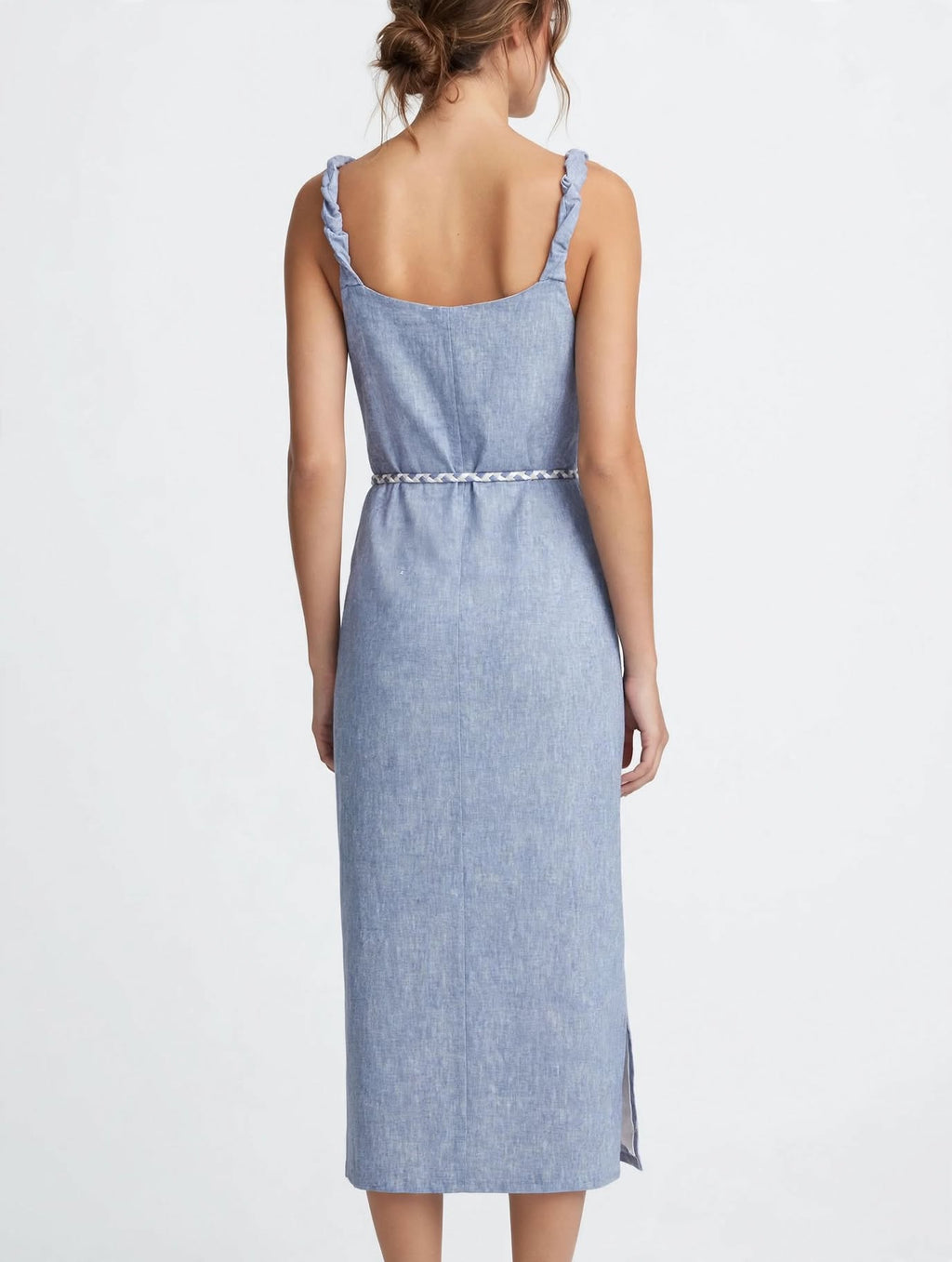 CIVICO - Abito Lungo in Lino Azzurro Chambray