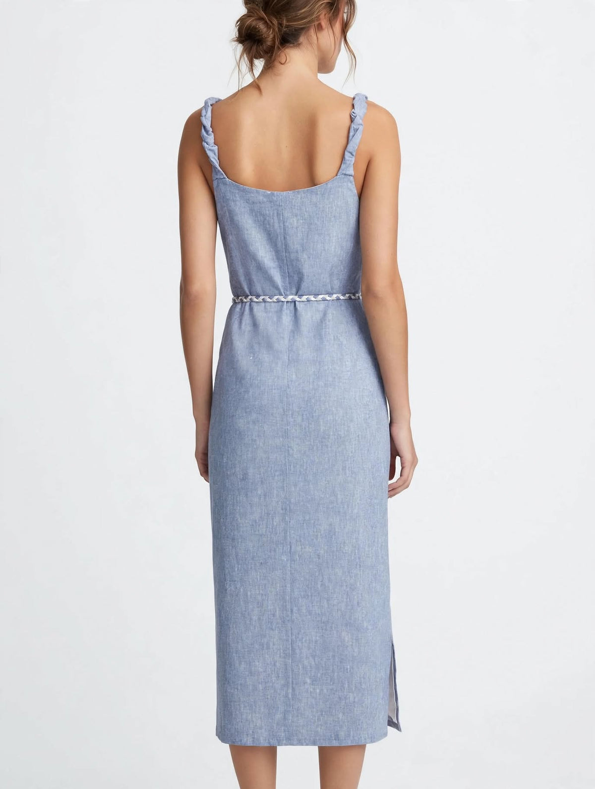 CIVICO - Abito Lungo in Lino Azzurro Chambray