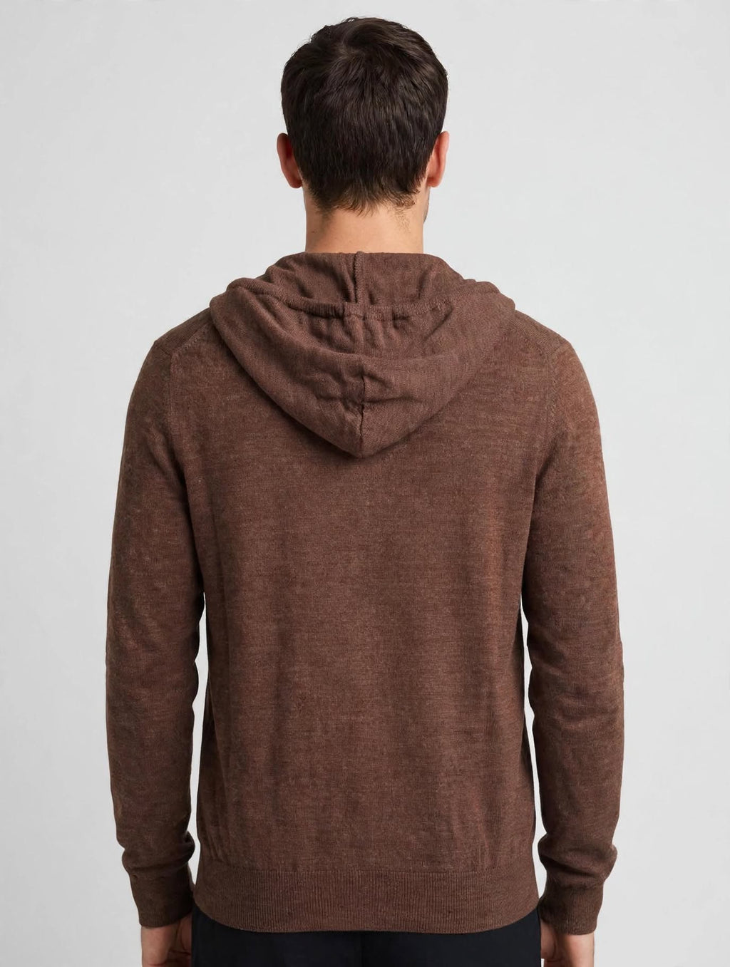 Cardigan con Cappuccio Uomo- Zip Doppia in Lana Marrone/Nero/Blu