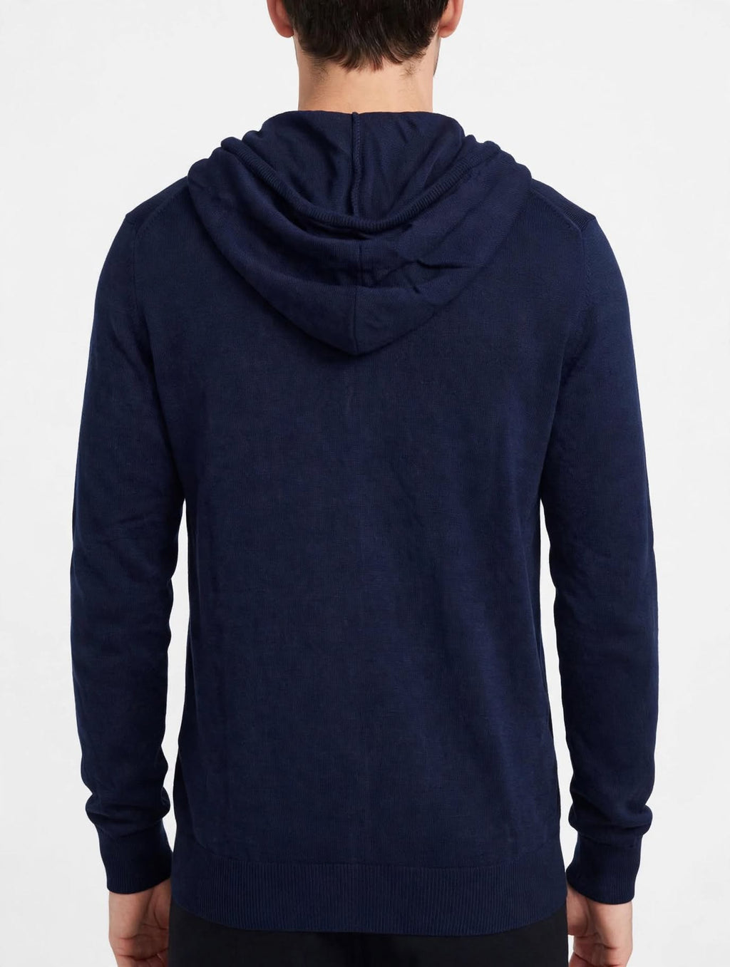Cardigan con Cappuccio Uomo- Zip Doppia in Lana Marrone/Nero/Blu