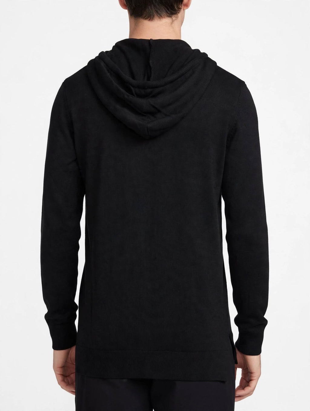 Cardigan con Cappuccio Uomo- Zip Doppia in Lana Marrone/Nero/Blu