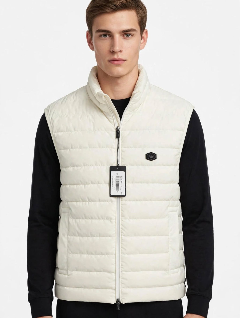 Emporio Armani Smanicato Uomo Piuma Leggero 8N1BQ1 - Bianco Crema 0101