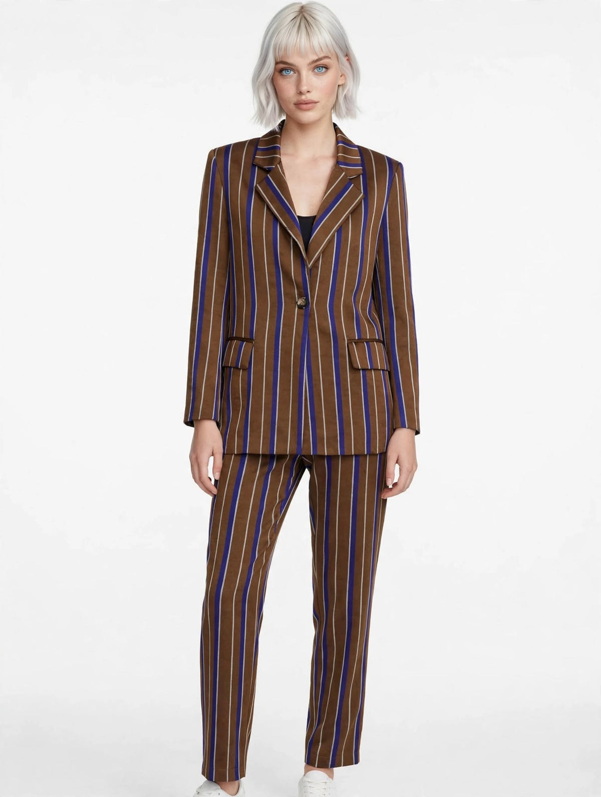 MYASTREET Tailleur Gessato Giacca + Pantalone - Moro / Blu Royal