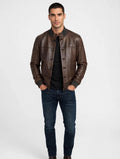THE JACK Leathers by PLONGÉE - Giubbotto Bomber Uomo Vera Pelle Mod. JAMES - Dark Brown