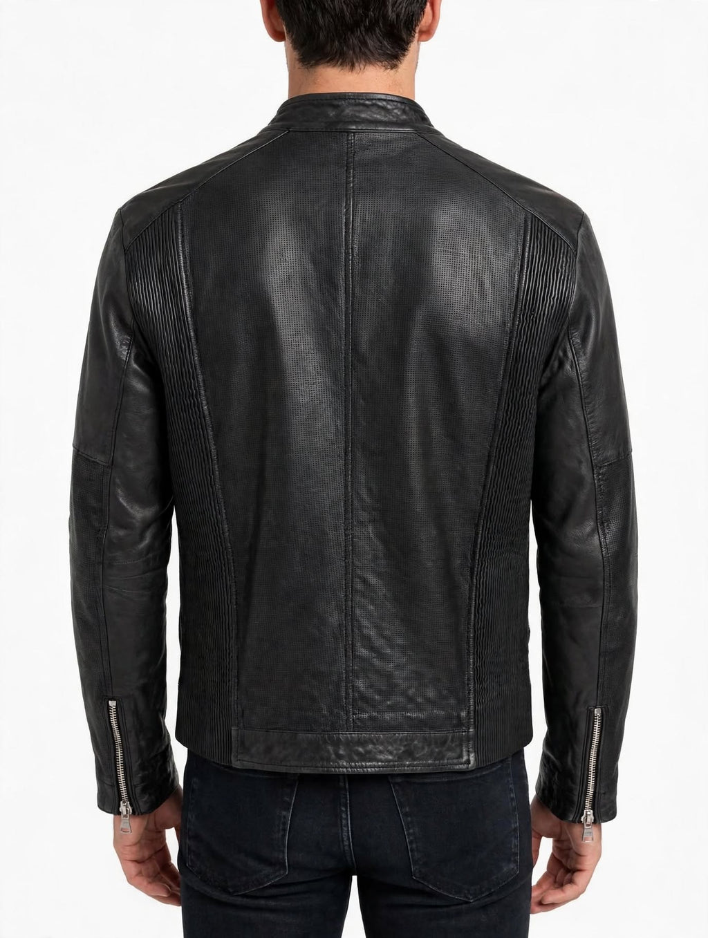 THE JACK Leathers RUGGED Mod. BANDIT PERFO - Giubbotto Uomo Vera Pelle Nera Traforata